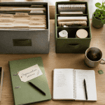 aide rangement maison plan de travail boîtes dossiers