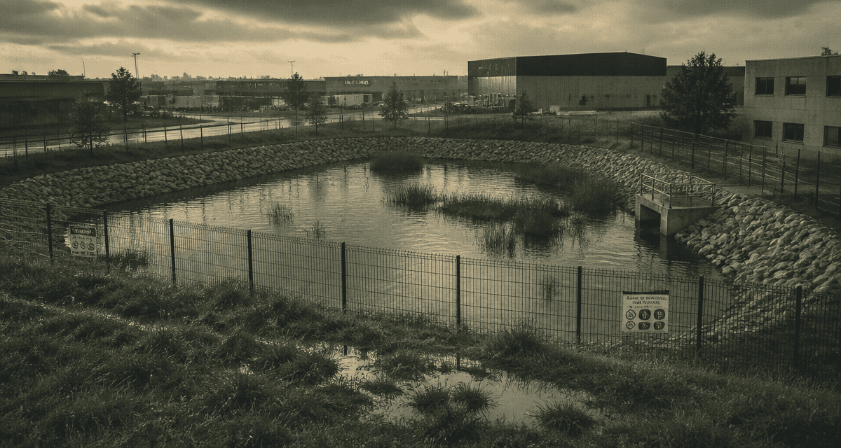 bassin de rétention inconvénients vue urbaine sécurisée