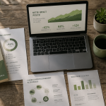 Bureau entreprise du développement durable avec ordinateur et plantes