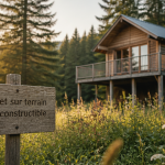 chalet sur pilotis terrain non constructible en lisière de prairie