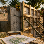 coffrage mur béton bois chantier