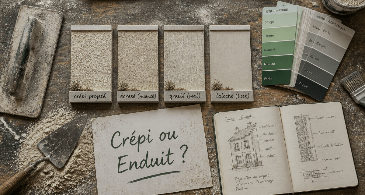 Crépi ou enduit extérieur, quatre finitions en échantillons