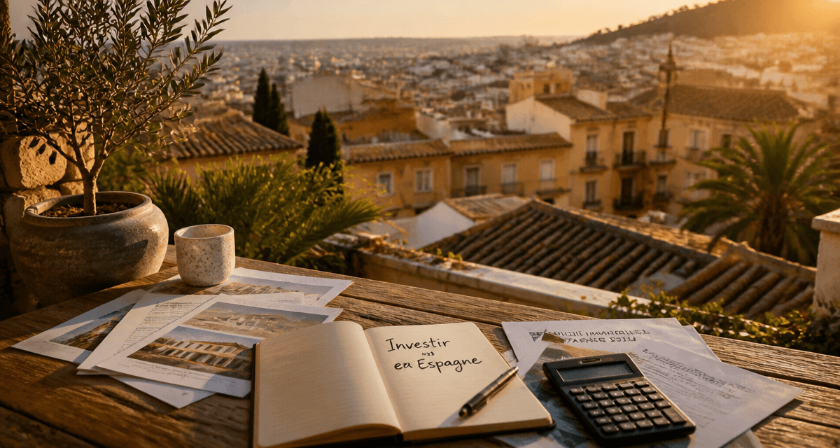 investir en immobilier en espagne, terrasse et documents