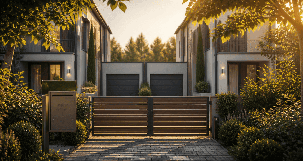 maison mitoyenne par le garage façade moderne