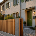 Alignement de maisons mitoyennes modernes avec portail