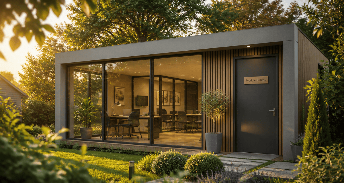 module bureau contemporain façade bois et métal