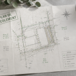 plan de récolement sur bureau d'ingénieur après chantier