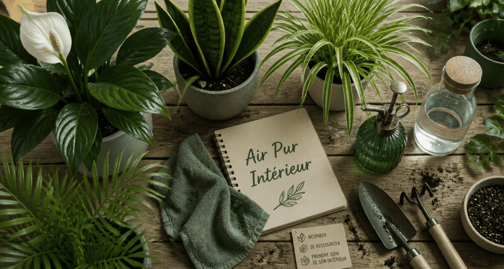 Plantes d'intérieur dépolluante en pot sur table