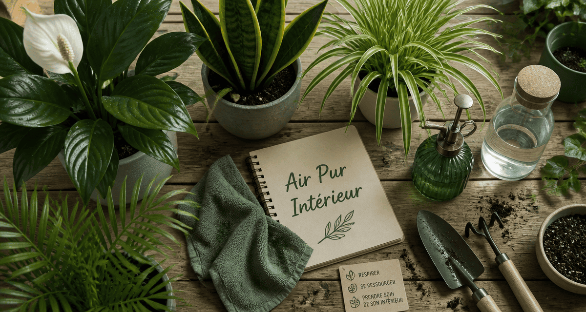 Plantes d'intérieur dépolluante en pot sur table