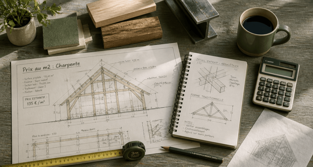 prix m2 charpente bureau architecte plans bois