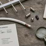 Branchement antenne tv rateau : câble coaxial vers prise ANT IN