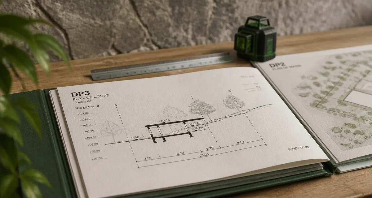 dp3 plan de coupe : plan AA’ avec cotes altimétriques