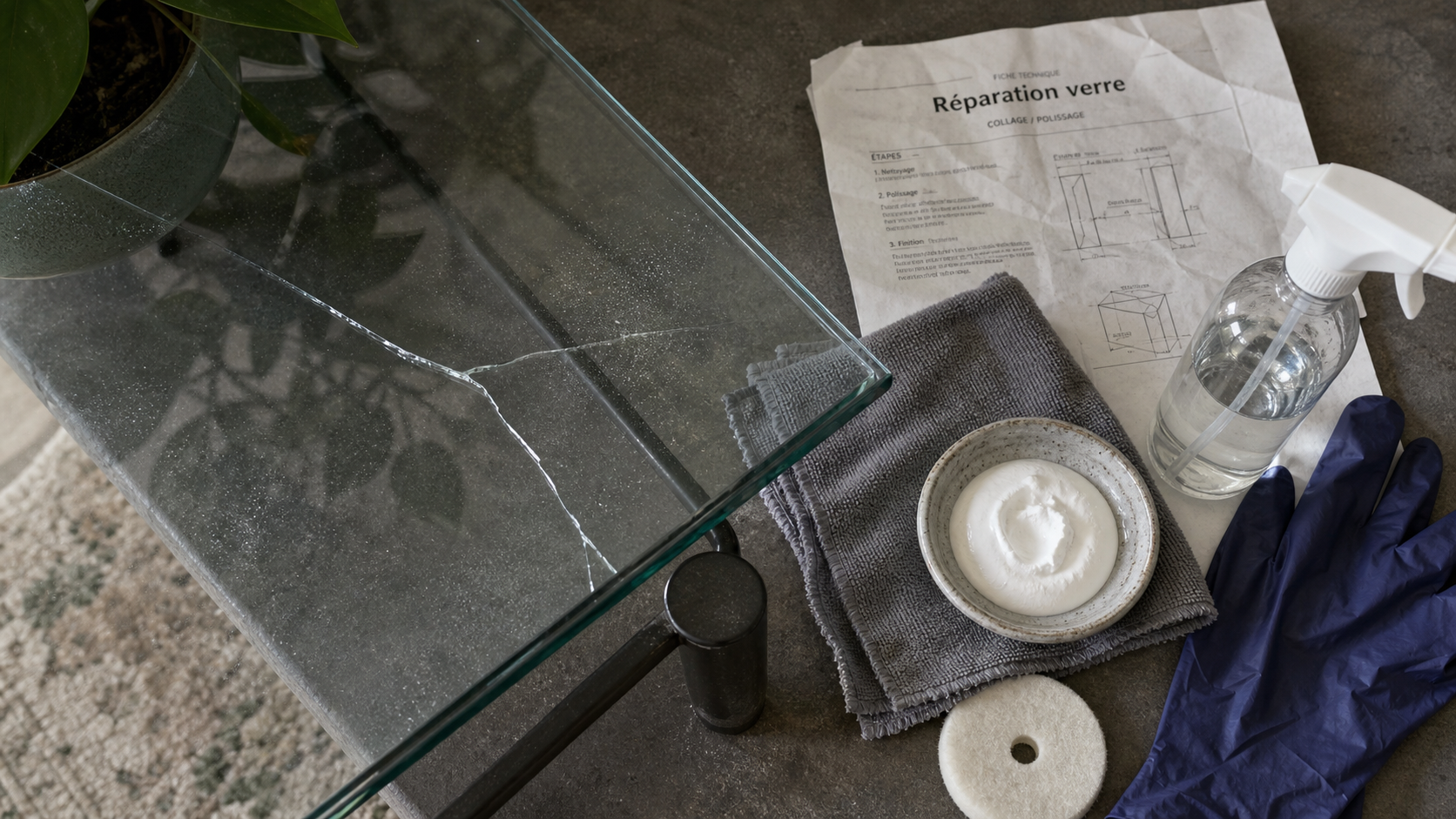 Enlever rayure profonde verre avec oxyde de cérium et microfibre