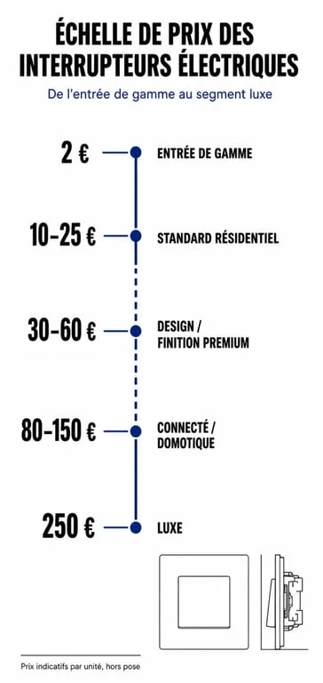 Comparatif des prix des interrupteurs électriques selon les gammes et finitions