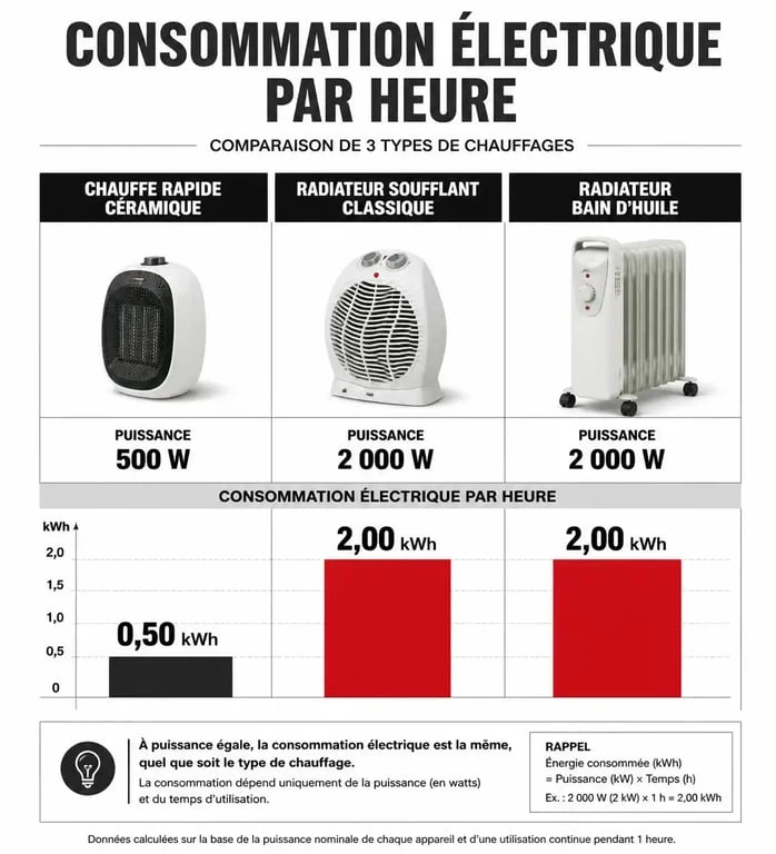 Comparatif de consommation électrique entre un chauffe rapide et un radiateur classique pour optimiser son budget chauffage