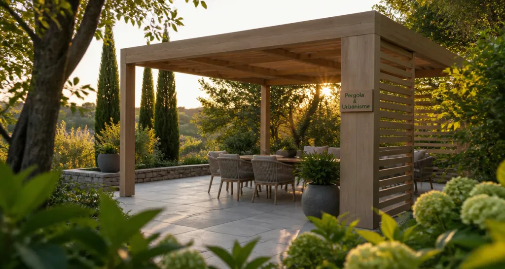 Pergola démontable sans autorisation sur terrasse en pierre