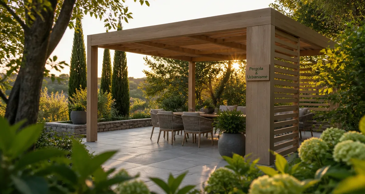 Pergola démontable sans autorisation sur terrasse en pierre