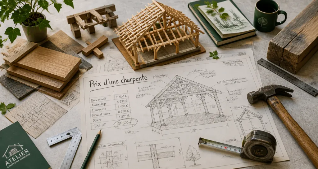 prix charpente plan atelier maquette bois