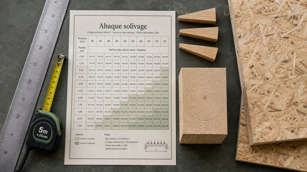 Abaque solivage pour vérifier portée, entraxe et charges