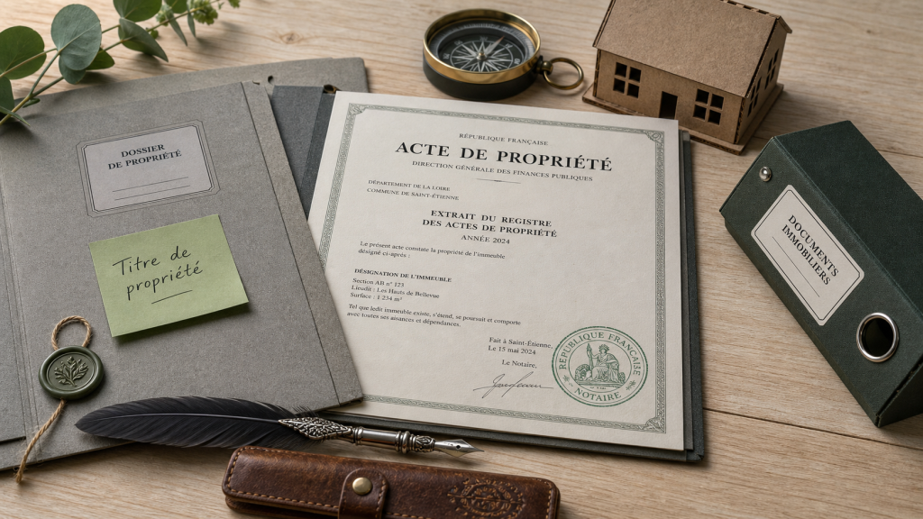 Acte de propriété maison notarié sur table
