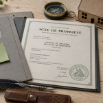 Acte de propriété maison notarié sur table