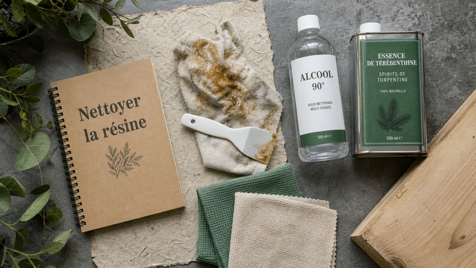 Enlever des taches de resine sur surfaces, alcool et essence minérale
