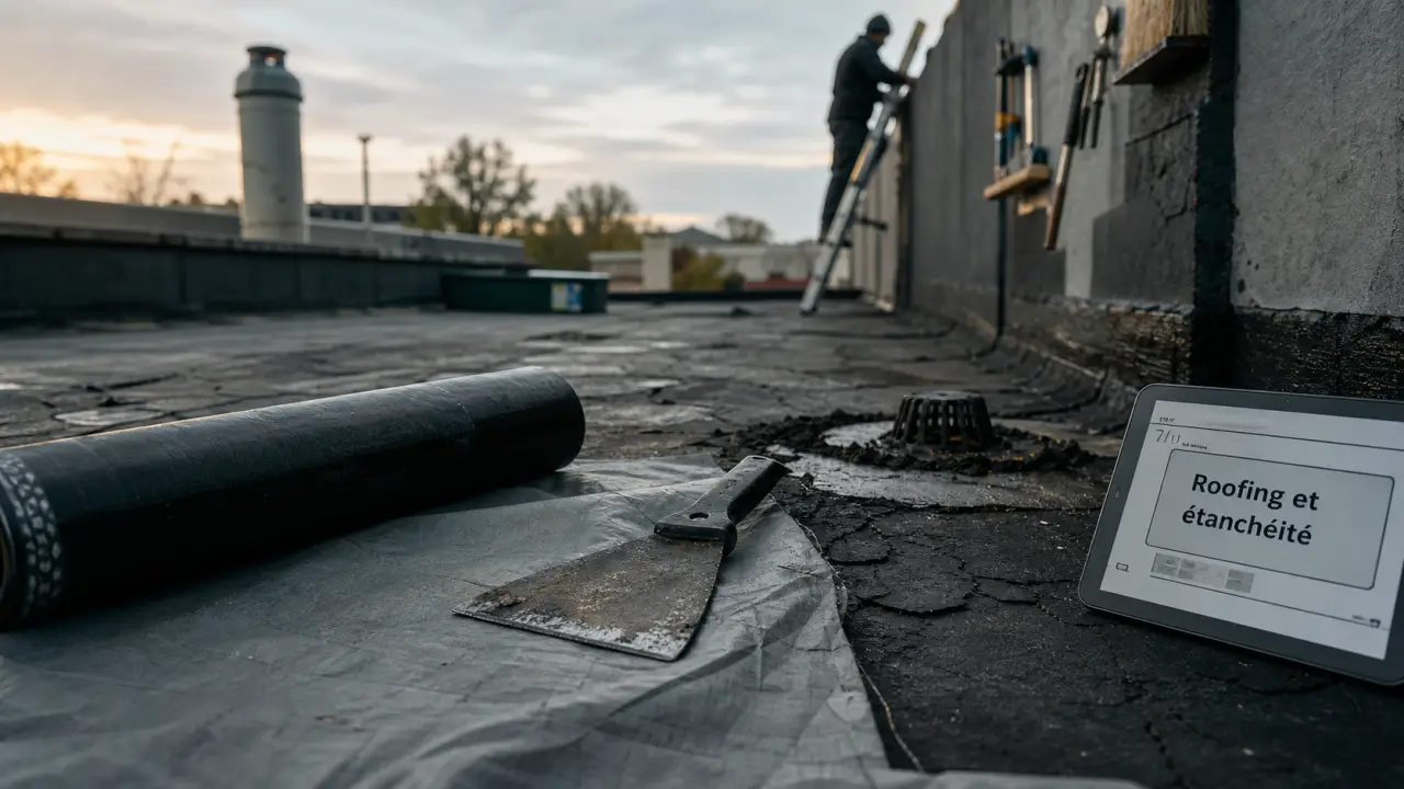 Roofing : membrane bitume fissurée à réparer ou protéger