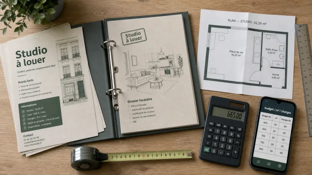 Studio en location : prix, surface et disponibilité