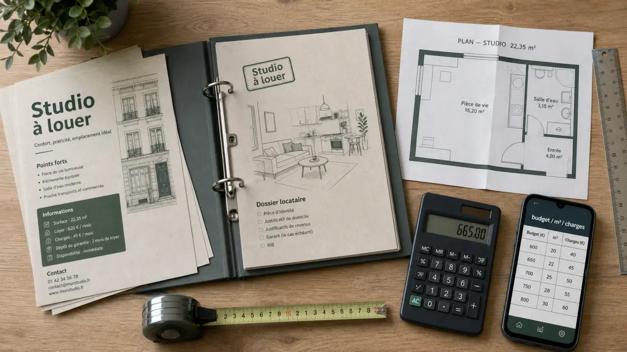 Studio en location : prix, surface et disponibilité