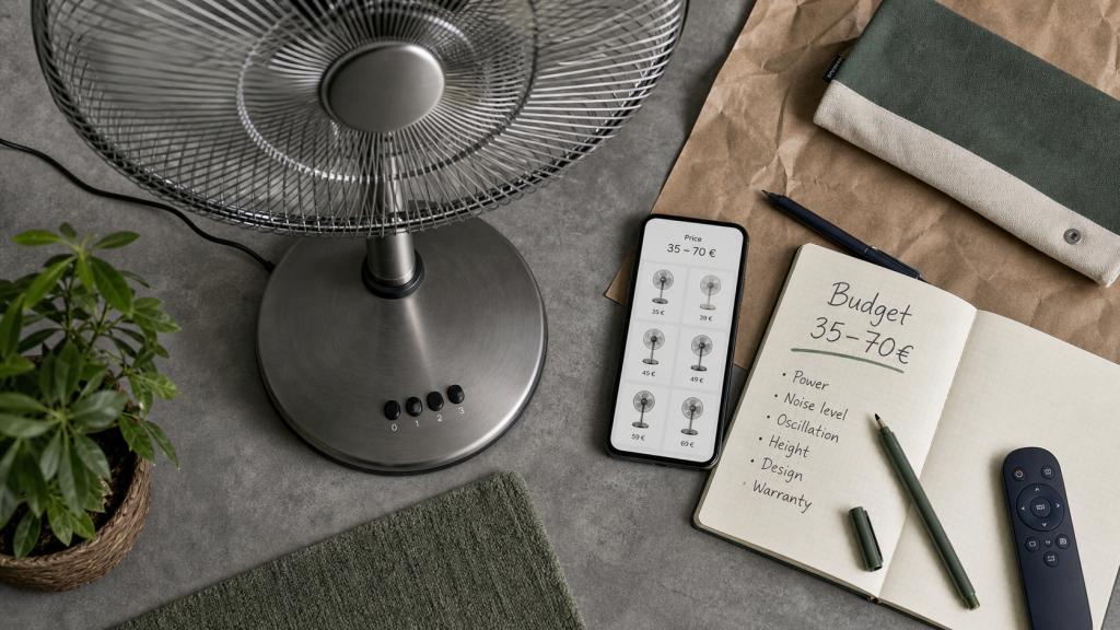 Ventilateur sur pied prix : smartphone et budget 35–70€