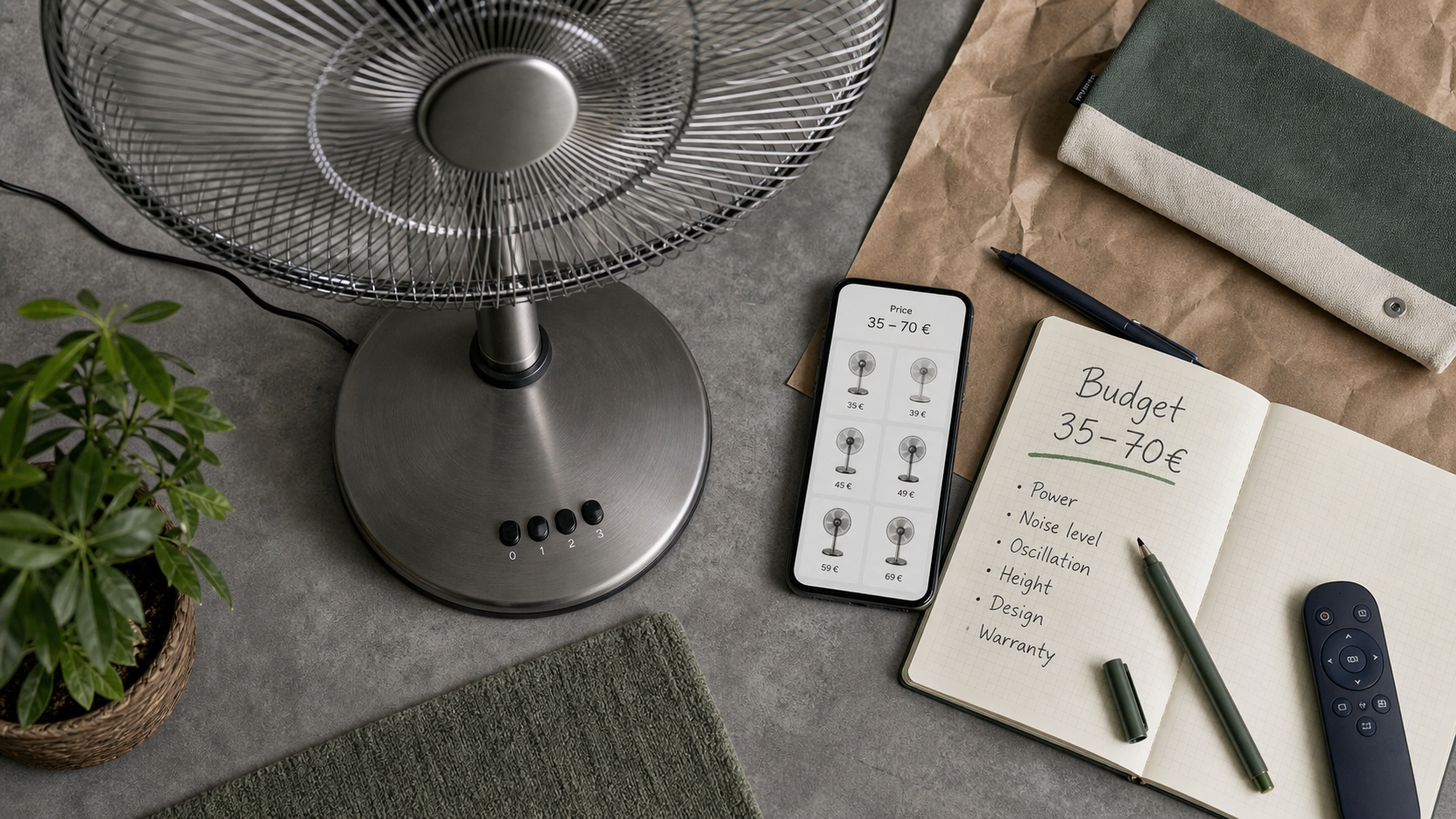 Ventilateur sur pied prix : smartphone et budget 35–70€
