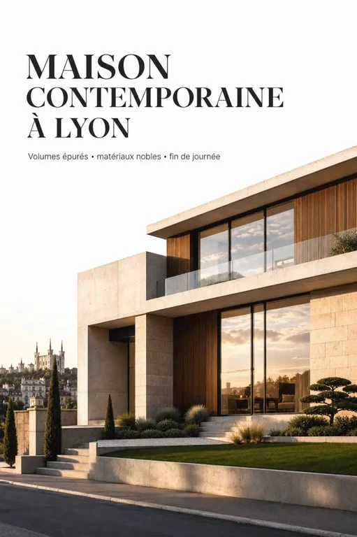 Architecte maison contemporaine lyon : maison contemporaine haut de gamme intégrée dans un terrain lyonnais