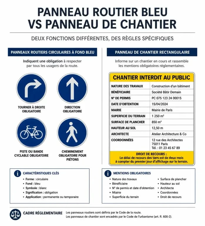 Comparatif des obligations de signalisation : panneaux routiers et panneaux de chantier