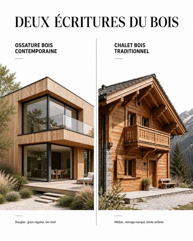 Maison en bois plan : styles contemporain et chalet bois comparés