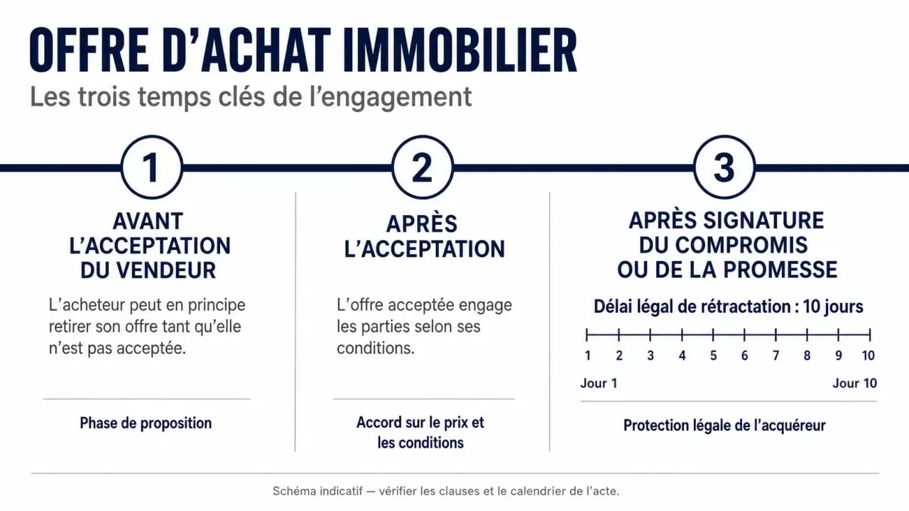 Offre d achat immobilier retractation : frise chronologique des délais avant et après l’acceptation du vendeur