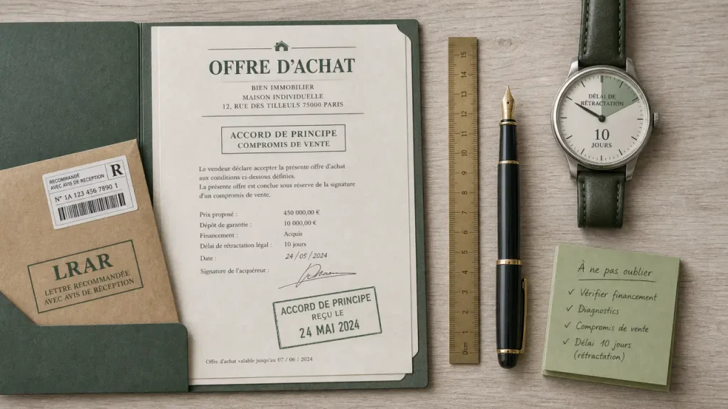 Offre d’achat immobilier : rétractation possible avant l’acceptation, puis délai de 10 jours