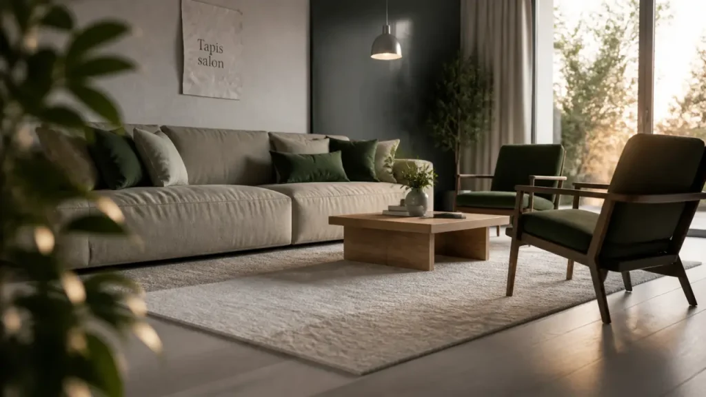 Tapis dans le salon : sous le canapé, devant ou sous tout le mobilier ?