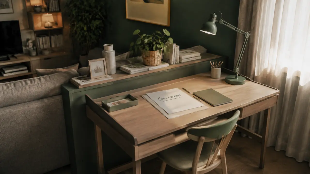 Coin bureau salon : bureau compact au calme