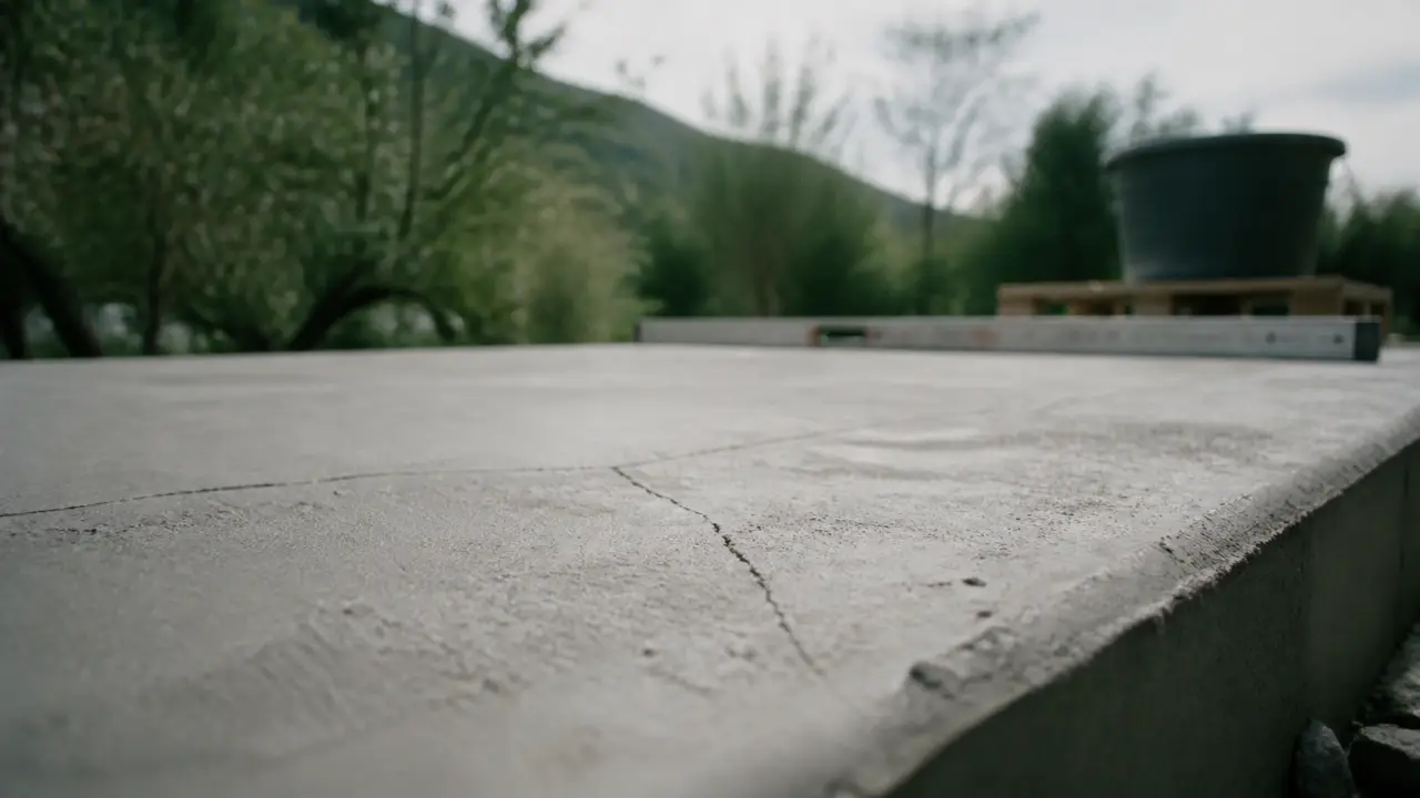 Dalle béton qui fissure au séchage : fissure de retrait sur terrasse neuve