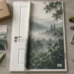 Décoration porte intérieure en format trompe-l’œil, habillage panoramique