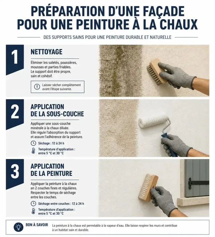 Étapes de préparation pour une peinture extérieur à la chaux
