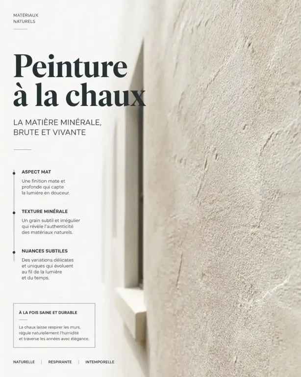 Rendu visuel d'une peinture extérieur à la chaux sur un mur en pierre