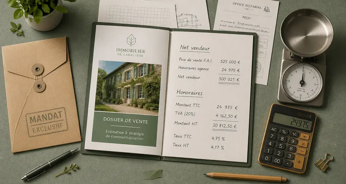 Frais d'agence achat immobilier : honoraires et net vendeur, mandat immobilier
