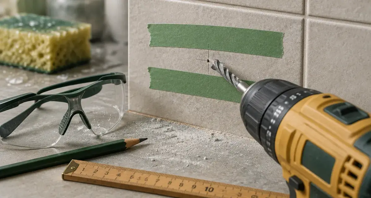 Comment percer un carrelage sans le fissurer : foret et ruban au point de perçage