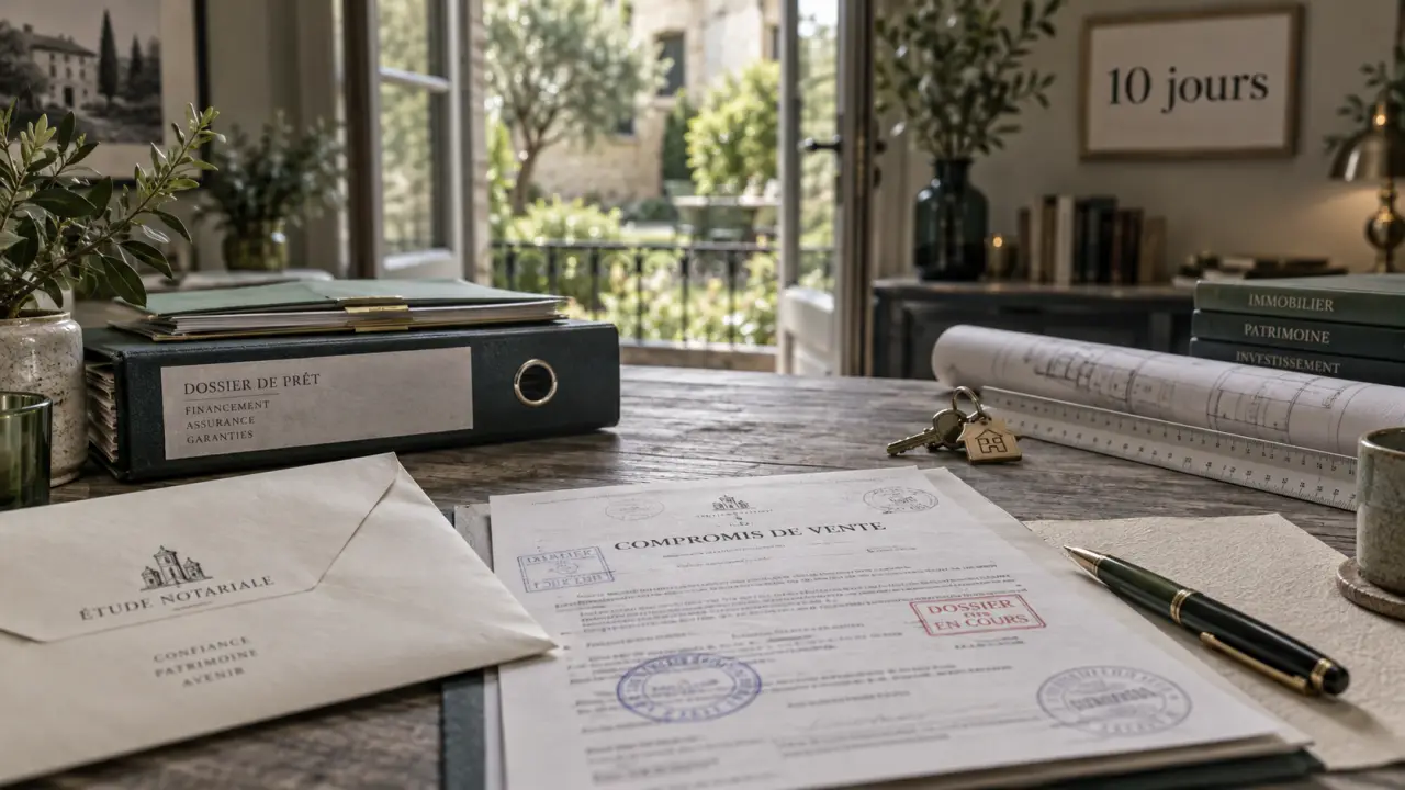 Délai achat immobilier : 2 à 3 mois après compromis, 10 jours de rétractation