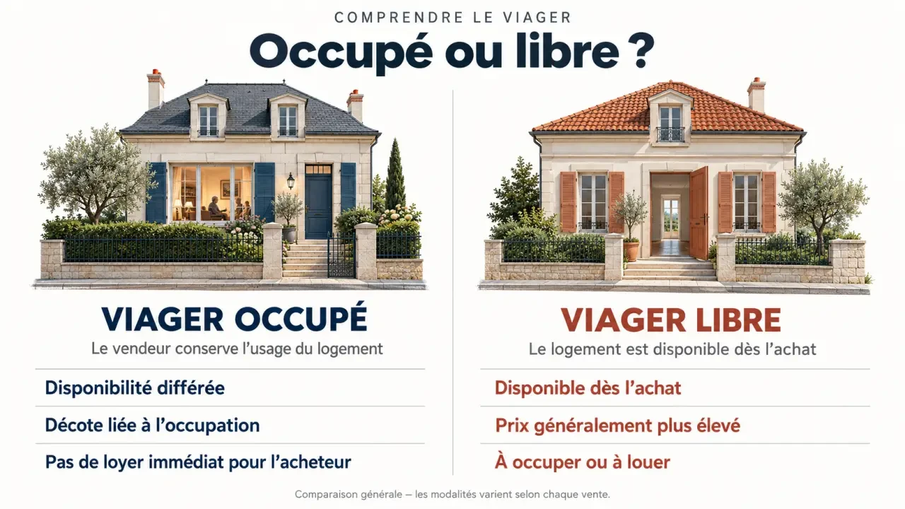 Achat en viager occupé : comparaison visuelle avec le viager libre